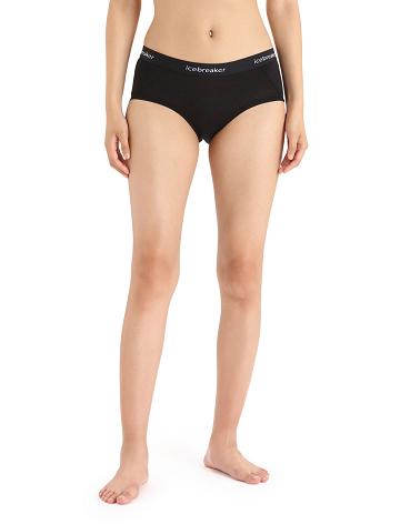 Women's Icebreaker Merino Sprite Hot Pants Underwear Black | CA 1239NWYB